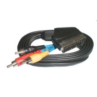 Kábel EMOS SCART/3xCINCH konektor+prepínač 1,5m
