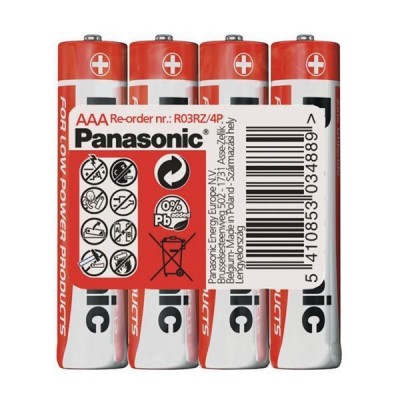 Batéria R03 AAA Red zinkouhlíková, PANASONIC 4S