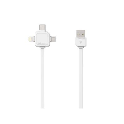 Kábel ALLOCACOC USB/Micro USB/USB C-TYPE/Lightning biely