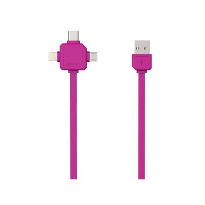 Kábel ALLOCACOC USB/Micro USB/USB C-TYPE/Lightning ružový