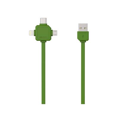 Kábel ALLOCACOC USB/Micro USB/USB C-TYPE/Lightning zelený