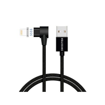 Kábel SWISSTEN USB/Lightning 1,2m čierny magnetický textilný