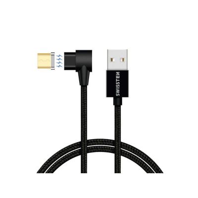 Kábel SWISSTEN USB/Micro USB 1,2m čierny magnetický textilný