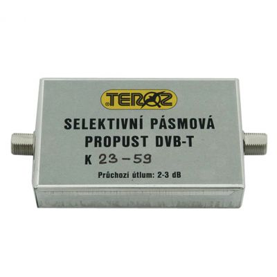 Anténny priepust pásmová TEROZ 561X, pre kanály k.23 až k.59, filter LTE, F-F